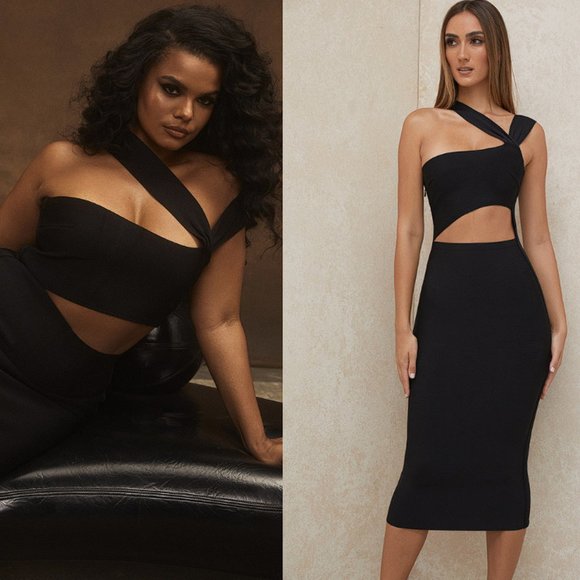 HOUSE OF CB 'Aina' Black Cut Out Bandage Midi Dress NWOT - Picture 3 of 9